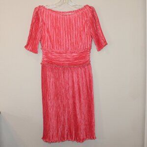 VTG Saks Fifth Avenue Mary McFadden Couture pink short sleeve pleat dress Size 4